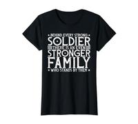 Behind Every Strong Soldier, There is an Even Stronger Camiseta gráfica económica, Mujer, Negro, S