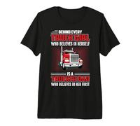 Behind Every Truck Girl Is A Trucker Dad Funny Trucking Camiseta Premium