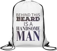 Behind This Beard is A Handsome Man - Saco de gimnasio con eslogan informal con cordón, color blanco, White, Talla única