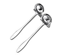 Behiruch Juego de 2 Cucharones de acero inoxidable y espumadera, 31 cm de longitud, aptos para lavavajillas, redondos, lisos, para deliciosas sopas y salsas