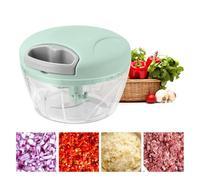 Behiruch Picadora Manual con Cuerda, 500 ml Picador de Verduras con 3 Cuchillas de Acero Inoxidable, Trituradora de Alimentos para Ajo, Cebolla (Verde)