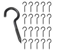 Behiruch Tornillos de Gancho, 20 Piezas Ganchos para Atornillar Acero al Carbono, Gancho de Rosca para Colgar, Gancho de Techo Grande para Hamacas, Casas de Pájaros, Cables Fijos (Negro)