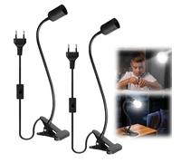 Behogan 2 lámpara LED E27 ajustable 360°, cuello de cisne flexible, interruptor, lectura, cama para lectura, iluminación