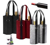 Behogan 3 bolsas dobles para botellas de fieltro: bolsas de regalo de vino, bolsas de fieltro para botellas, bolso de mano para hombre, bolsa de bebidas, envoltorio portátil para vino, para