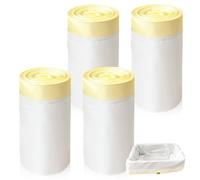 Behogan 4 rollos de bolsas XXL para arena para gatos, 104 × 45 cm, color blanco con cordón amarillo, bolsas para arena para gatos, duraderas, resistentes a desgarros (10 unidades/rollo)