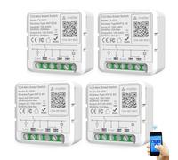 Behogan 4 unidades de interruptor de luz inteligente mate de 1 vía, interruptor mate, interruptor de luz inteligente para el hogar, mini interruptor inteligente compatible con Google Assistant y Alexa