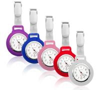 Behogan 5 relojes de enfermera, de silicona extensible, manecillas con puntero brillante, para enfermeras y médicos