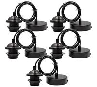 Behogan 5 unidades E27 lámpara de suspensión, 100 cm de cable ajustable con anillo de tornillo extraíble, colgante de lámpara E27 con anillo de tornillo, cable textil ajustable para cocina, hogar