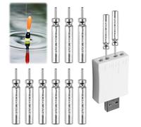 Behogan 9 pilas CR 425 LED para pesca de flotadores, recargables para campanas de alarma y pose, accesorios de pesca con luz CR 425, batería recargable para poses de pesca (cargador blanco 1 y batería