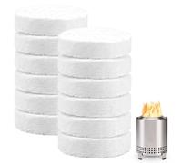 Behogan Chimenea Esponja de cerámica: 12 piezas de lana de cerámica redonda, resistente a altas temperaturas, esponja de cerámica redonda, caja de fuego, para chimeneas (8,6 x 8,6 x 2,5 cm/blanco/12