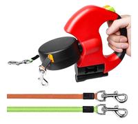 Behogan Correa doble para perros extensible, 300 cm, correa retráctil para perros, correa doble para 2 perros, correa para perros con luz, mango ergonómico, tira reflectante