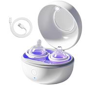 Behogan Esterilizador para chupete: esterilizador de chupete UV, esterilizador de chupete, 99,99% de matar gérmenes en 3 minutos, recargable por USB-C, para tetinas, piezas pequeñas, trabajo tranquilo