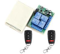 Behogan Interruptor de mando a distancia inalámbrico, 220 V, 10 A, 433,92 MHz, 4 canales, receptor con 2 transmisores, código de aprendizaje RF, mando a distancia para luz, puerta de garaje, motor