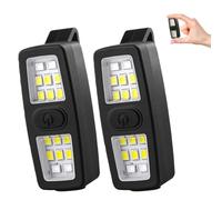 Behogan - Juego de 2 luces frontales con pinza LED, 7 modos de iluminación, lámpara de trabajo LED portátil, lámpara intermitente tipo C, lámpara frontal ajustable para correr, acampar (Negro)