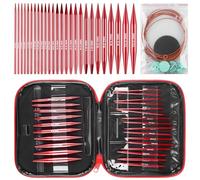 Behogan Juego de agujas circulares intercambiables, 3,0-10,0 mm, agujas de tejer intercambiables con bolsa, ideales para proyectos de punto, principiantes y profesionales, aluminio, color rojo