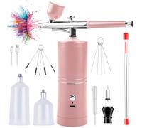 Behogan Kit de aerógrafo portátil con compresor, juego de aerógrafo, compresor de aire portátil, juego de aerógrafo inalámbrico con compresor, mini aerógrafo de doble acción para pintura, tatuaje