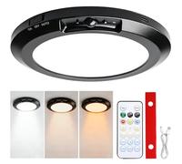 Behogan Lámpara con batería con detector de movimiento, 7000 mAh, inalámbrico, LED, lámpara de techo con mando a distancia, lámpara plana, sensor de movimiento interior con temporizador, 3