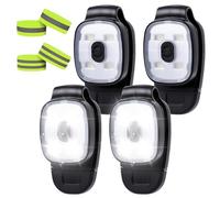 Behogan LED Clip Lampe: 4 unidades, funciona con pilas, luz blanca LED, 2 intermitentes + 2 reguladores de presión, luz LED, 1 W de potencia, lámpara de clip para correr, para actividades al aire