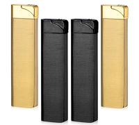 Behogan Mechero de tormenta: juego de 4 mecheros a prueba de viento, llama de chorro ajustable de gas butano rellenable, para barbacoa, camping, exterior, llama verde (sin gas)