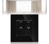 Behogan Pulsador de persiana empotrado: mecánico empotrado, interruptor de persiana, moderno interruptor de persiana de cristal negro, botón de persiana para salón, para interior (negro)