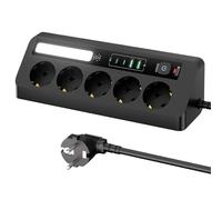 Behogan Regleta de esquinas: enchufe múltiple de 5 enchufes con 2 USB A y 2 Type-C, enchufe de esquina con interruptor, cable alargador de 2 m para escritorio, esquinas, color negro