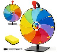 Behogan Rueda de la fortuna de 30 cm para girar: 15 ranuras. Rueda de la fortuna personalizable. Juego completo con rotulador y goma de borrar, rueda de premios para promoción, eventos y celebraciones