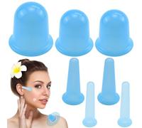 Behogan Set de 7 Vasos de Silicona: Dispositivo Ventosa de Vacío Silicona para Cuerpo y Rostro, Vasos Anticelulíticos, Antiarrugas y Contra Tensión, Masaje Terapia con Ventosas (Azul)