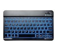 Behogan Teclado Bluetooth con cable de datos, 24,6 x 14,9 cm, teclado inalámbrico para iOS/Android/Windows, teclado Bluetooth recargable, portátil inalámbrico, 7 colores iluminados, negro