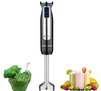 BEHOME Batidora de inmersión | Mezclador de inmersión de acero inoxidable 800 W | Minipimer negro 8 velocidades con luz LED