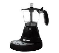 BEHOME Cafetera Italiana Eléctrica 3 Tazas, Moka Espresso Automatica eléctrica con Reductor de 1 Taza, Auto Apagado y Café Caliente 30 min, Base Giratoria 360°, negra
