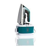 BEHOME Centro de Planchado con Caldera de Vapor Continuo, placa de cerámica 2250 W, capacidad 1,5 l, Filtro Antical incluido, base enrollacables, color gris oscuro, blanco y azul