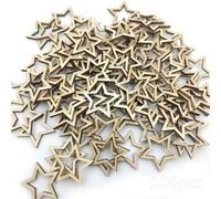 behone 100 pcs Mini rebanadas de estrellas de madera, Madera Adornos Estrella, para Fiesta de Navidad DIY Decoración de Dispersión de Mesa de Manualidades