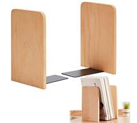 behone 2 Piezas Sujetalibros de Madera de Haya, De Sujetalibros De Madera, Sujetalibros de Madera, Natural Soporte De Libro, Extremos De Almacenamiento, Estante para Biblioteca 17 * 12 * 10.5cm
