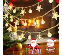 behone Guirnalda de Luces LED de Estrella,Pelota,Guirnalda Luces 6M 40 LED con Pilas Guirnalda de Luces IP65 Impermeable para Tarro Jard¨ªn Camping Navidad Decoraciones Interiores y Exteriores