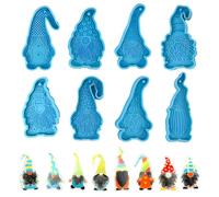 behone Molde de Silicona Navideño, 8 Piezas Forma de Gnomo para Resina Epoxi, Molde Duende de Papá Noel, Llavero Decorativo
