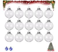 behonoe 15 Piezas Bola Rellenable Transparente(6cm)Bolas de Navidad Transparentes Bola de Navidad Adorno DIY Transparente Bolas Vacío Rellenable Plástica para Fiesta,Bodas Colgante Decoración Navidad