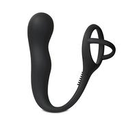 BeHorny Masajeador de próstata tapón anal juguete con anillo de pene negro