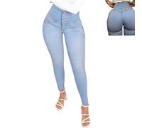 behound Curve Jeans Butt Lift Slim,Women's Butt Lifting Jeans Trendy Stretch Plus Size,High Waisted Tummy Control Shaping Jeans (M,Lightblue)