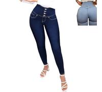 behound Curve Jeans Butt Lift Slim,Women's Butt Lifting Jeans Trendy Stretch Plus Size,High Waisted Tummy Control Shaping Jeans (M,Blue)