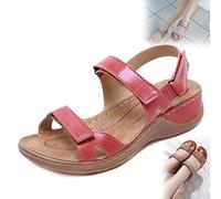 behound Fairsoma Orthopedic Sandals, Women Premium Orthopedic Open Toe Sandals, Women's Comfy Casual Orthotic Sandals (40,Red)