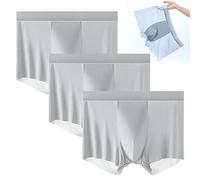 behound Men's Large Size Ice Silk Breathable Briefs, Jewyee Mens Silk Underwear, Jewyee Mens Boxer Brief (2XL,Light Grey)