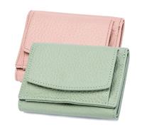 behound New Genuine Leather RFID Blocking Card Holder Organizer Pocket Mini Wallet,Preliminaryt-Premium Leather Wallet for Men,Anti-Credit Card Fraud Folding Mini Wallet organizer (Pink+Green)