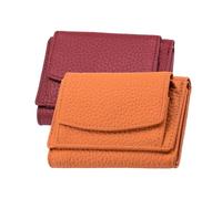 behound New Genuine Leather RFID Blocking Card Holder Organizer Pocket Mini Wallet,Preliminaryt-Premium Leather Wallet for Men,Anti-Credit Card Fraud Folding Mini Wallet organizer (Red+Orange)