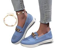 behound Women's Woven Breathable Orthopedic Wedge Sneakers, Comfortable Platform Orthopedic Sneakers for Women, Women’s Orthopedic Walking Shoes (38,Blue)