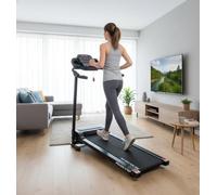 Behumax Cinta de Andar Power Step con Velocidad Regulable de 1 a 10 km/h, Monitor LED, inclinación Manual, Sistema magnético de Seguridad y pulsómetro Integrado.