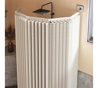 Bei - Ducha plegable con varilla ajustable, sin taladro, potente ventosa L/U S para bañeras, ahorra espacio, fácil de usar, 2 pliegues