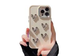 BEIBEINOYA Electroplated Love Phone Case - Stylish Metal Wind Design for iPhone and Samsung Galaxy(12/12pro,Beige)