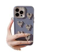 BEIBEINOYA Electroplated Love Phone Case - Stylish Metal Wind Design for iPhone and Samsung Galaxy(14ProMax,Grayish Blue)