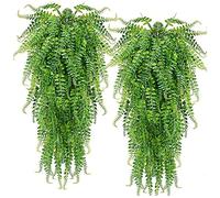 BEIEM 2 piezas plantas de helecho colgantes artificiales plantas de vid hiedra falsa helecho de Boston planta colgante plantas resistentes a los rayos UV al aire libre