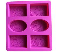 BEIEM Molde de jabón de silicona para hacer jabones en 3D, 6 formas, ovalado, rectangular, forma de jabón, flores hechas a mano, molde de jabón de KüChe